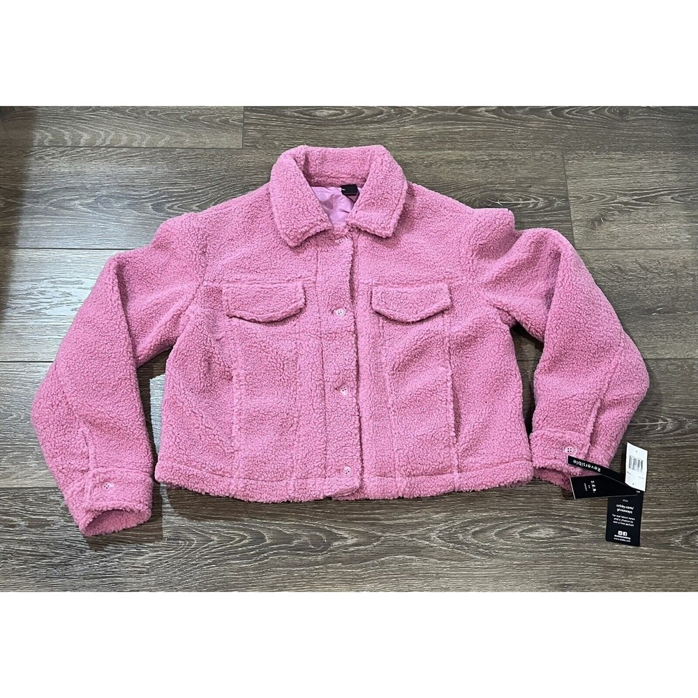 Sebby Womens Contemporary Fit Long Sleeve Faux Fur Jacket - Pink Medium 122